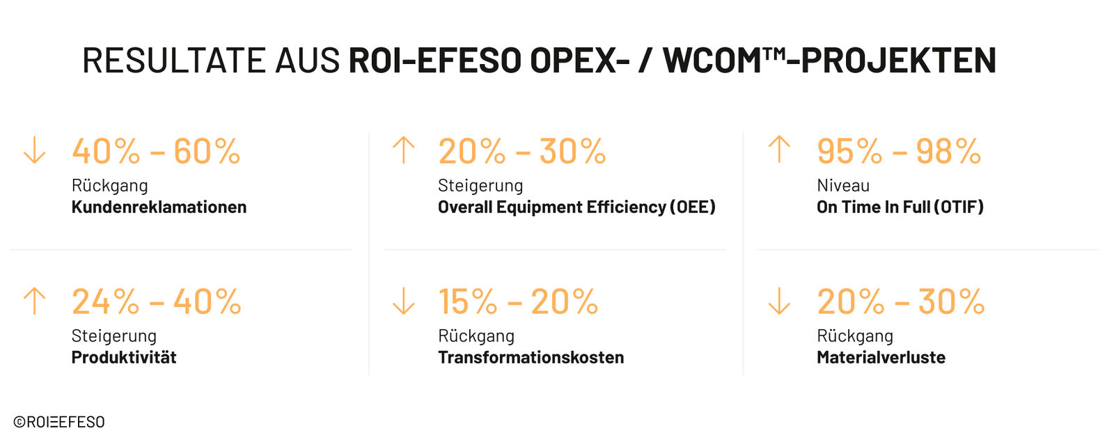 Resultate aus ROI-EFESO OPEX / WCOM™-Projekten 