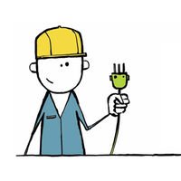 Illustration eines Arbeiters mit Stromstecker
