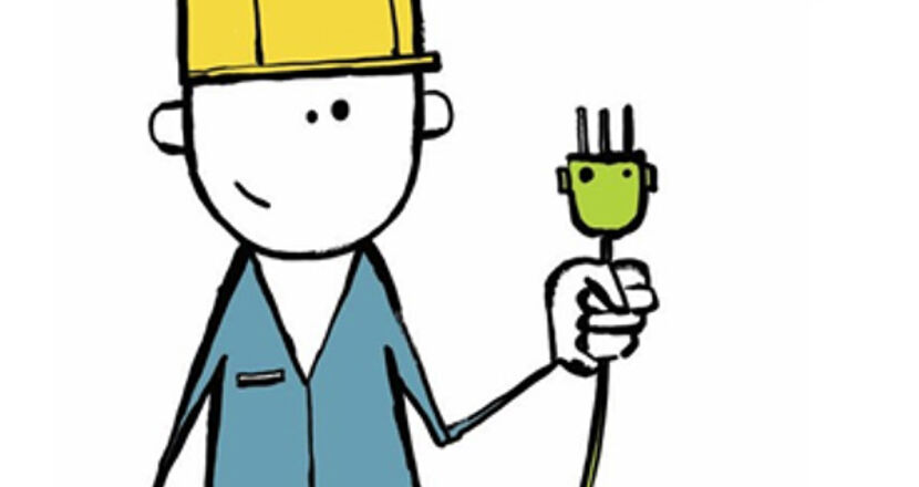 ROI DIALOG Illustration eines Arbeiters mit Stromstecker