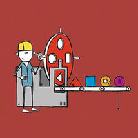 Illustration eines Arbeiters an einer Maschine 