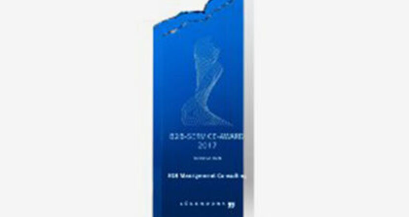 Illustration eins Mannes mit Pokal und B2B Award Auszeichnung