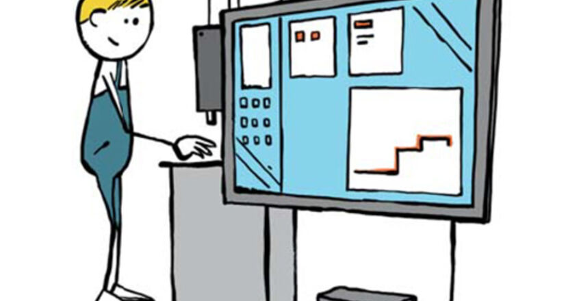 Illustration von Techniker an Maschine