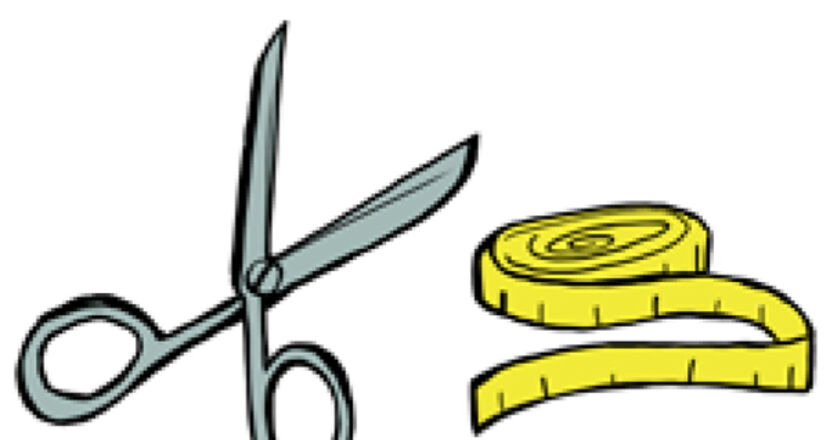 Schere und gelbes Messband