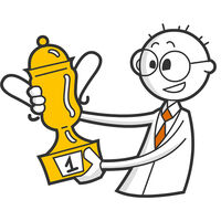 Illustration Mann mit Pokal