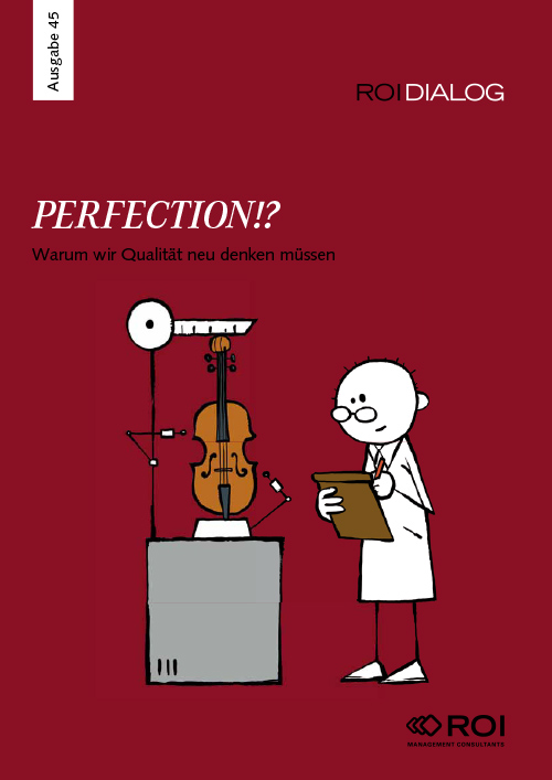 Dunkelrotes Cover des ROI DIOALG Magazin mit Illustration einer Geige und eines Mannes 