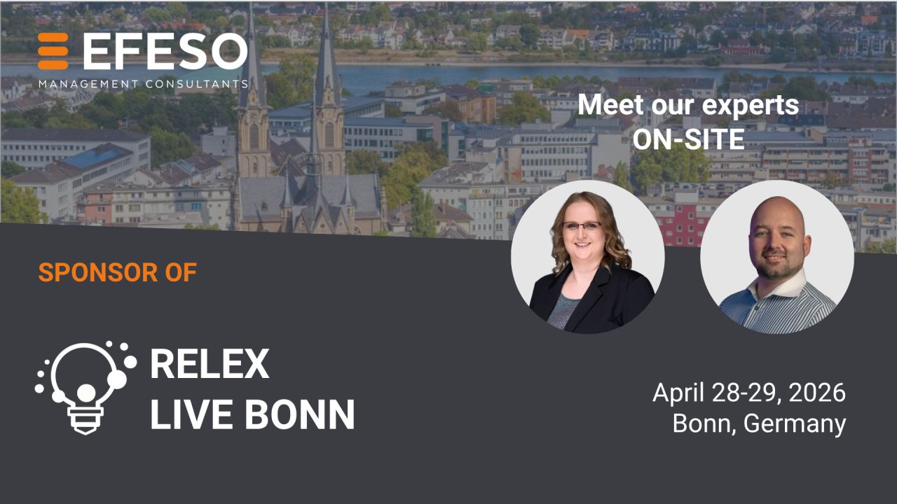 EFESO auf RELEX Live Bonn 2026 &ndash; zwei Personen und Veranstaltungslogo
