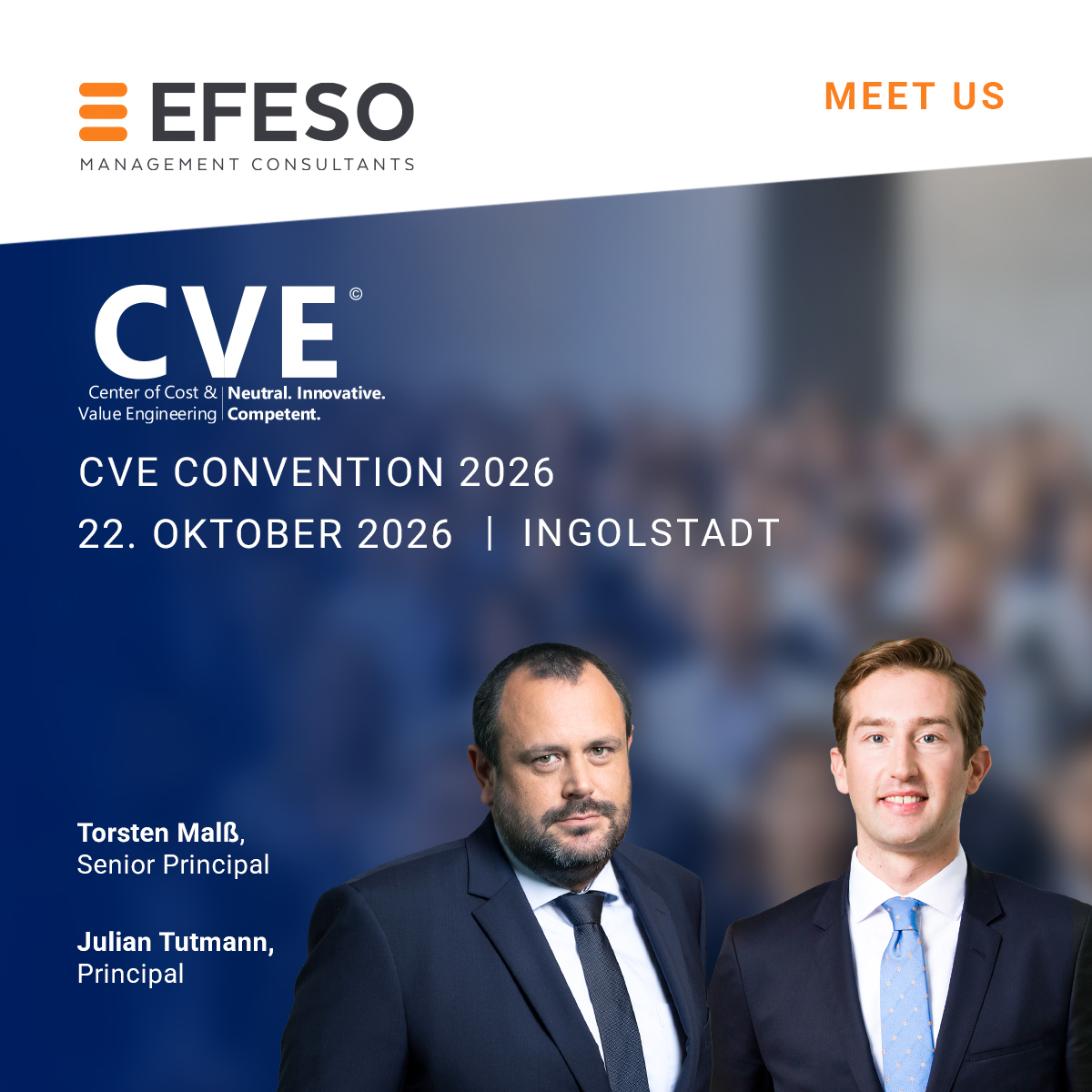 EFESO auf CVE CONVENTION 2026 &ndash; zwei Personen und Veranstaltungslogo