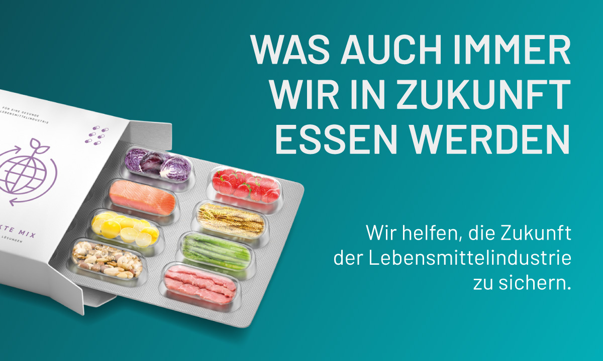 Grafik einer Blister-Packung mit Lebensmittel in jeder Kammer.