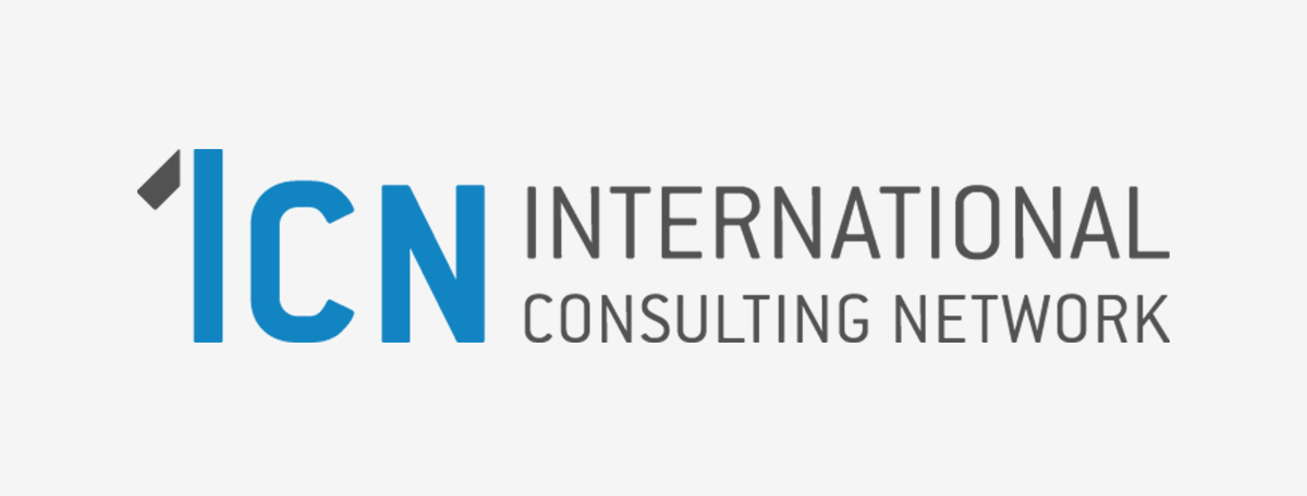ICN International Consulting Network ICN Logo auf grauem Hintergrund